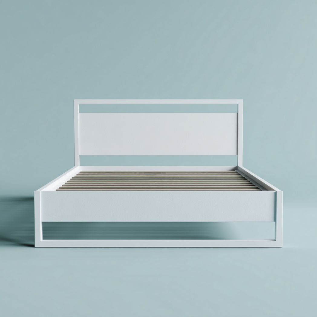 Letto matrimoniale in legno e tessuto per camera da letto – 200 x 160 x 30 cm