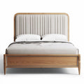 Letto in legno con testiera imbottita per camera da letto – 200 x 160 x 100 cm