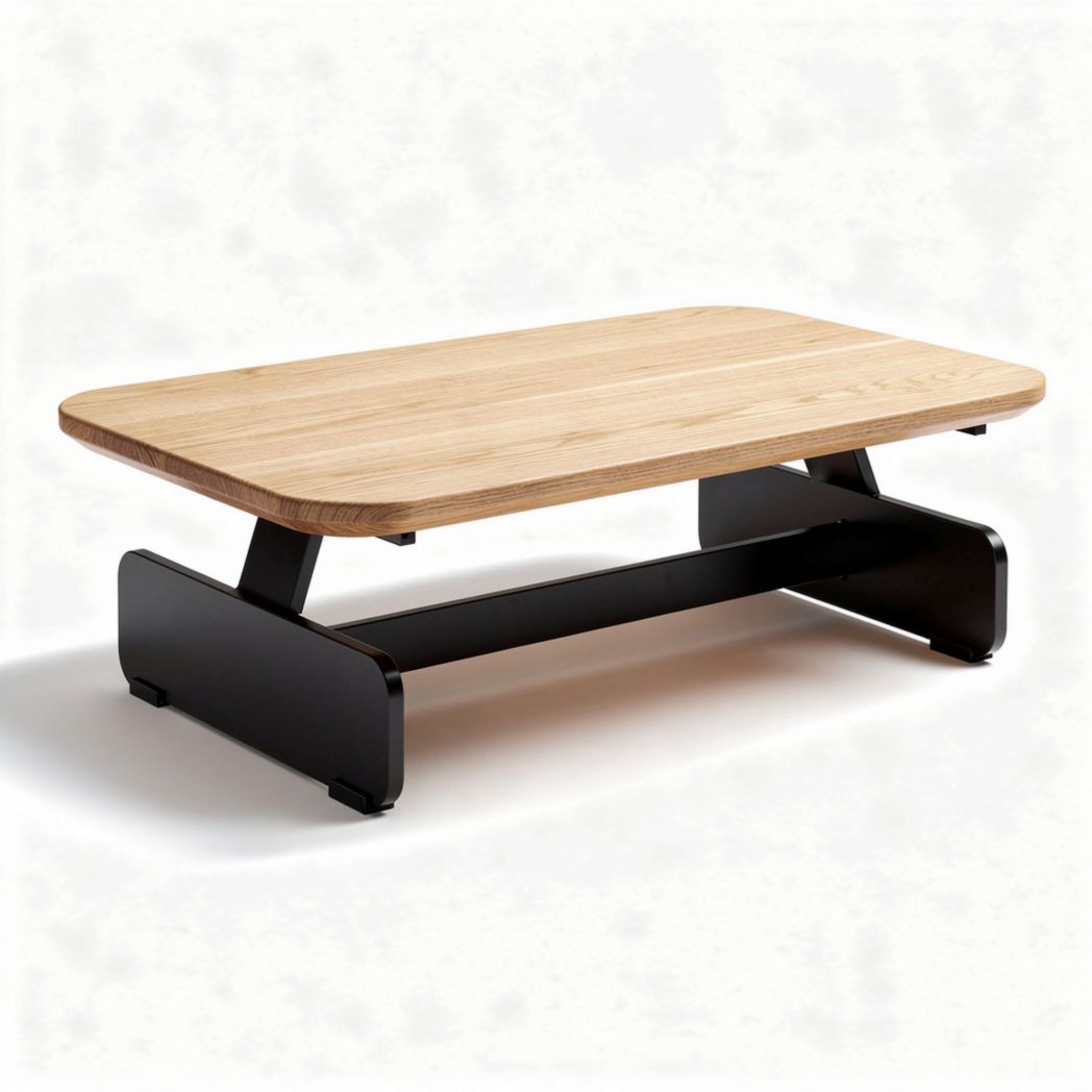 Tavolino da caffè in legno e metallo per soggiorno – 120 x 60 x 30 cm