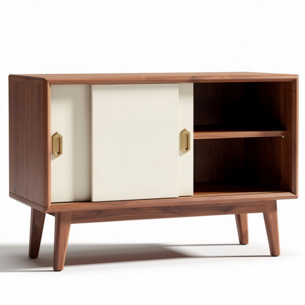 Mobile contenitore in legno con ante scorrevoli per soggiorno – 90 x 45 x 65 cm
