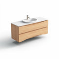 Mobile lavabo in legno con piano in ceramica per bagno – 120 x 50 x 40 cm