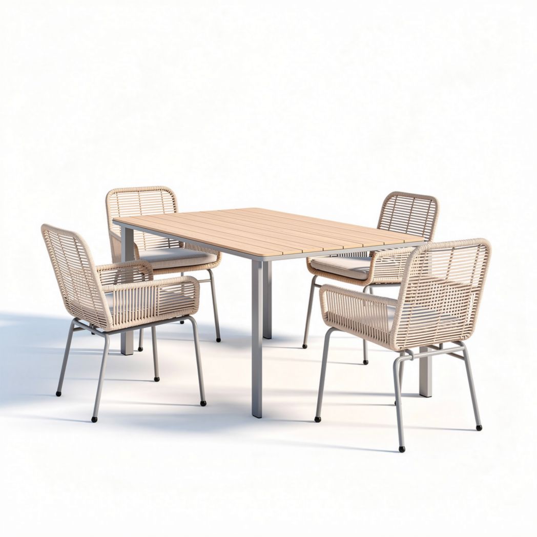 Tavolo da pranzo in legno e metallo per esterni – 200 x 100 x 75 cm