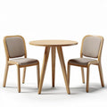 Tavolo rotondo in legno con sedie imbottite – uso in sala da pranzo – materiale legno e tessuto – 90 x 90 x 75 cm